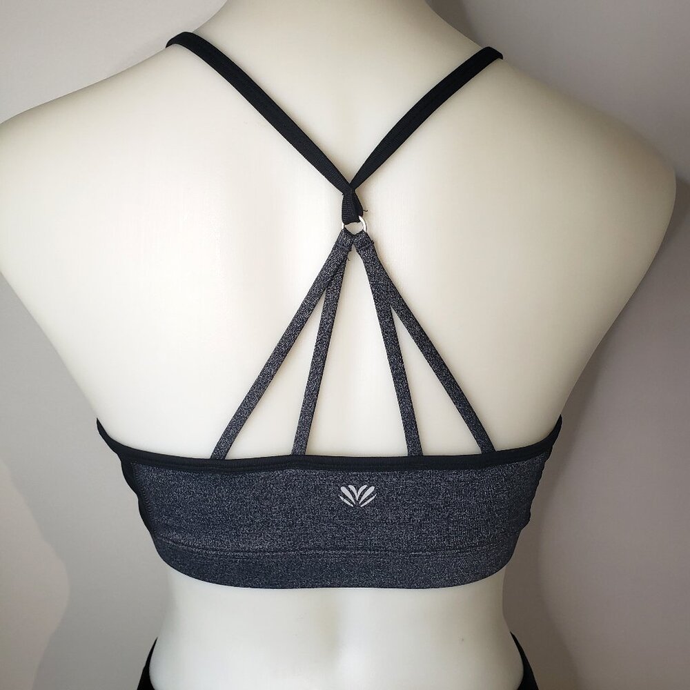 Grey and Black Sports Bra Swim Top for Yoga Gym Beach
